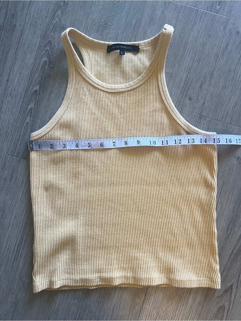 French Connection Pale Cream Ribbed Tank Top - Picture 6 of 7